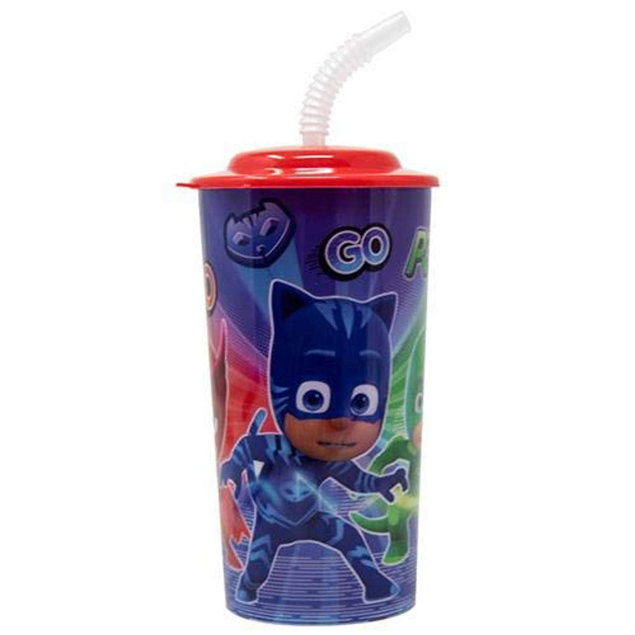 TOYBARN : PJ Masks Themed Drink Tumbler with Lid and Straw 2-Pc Set - 16 oz