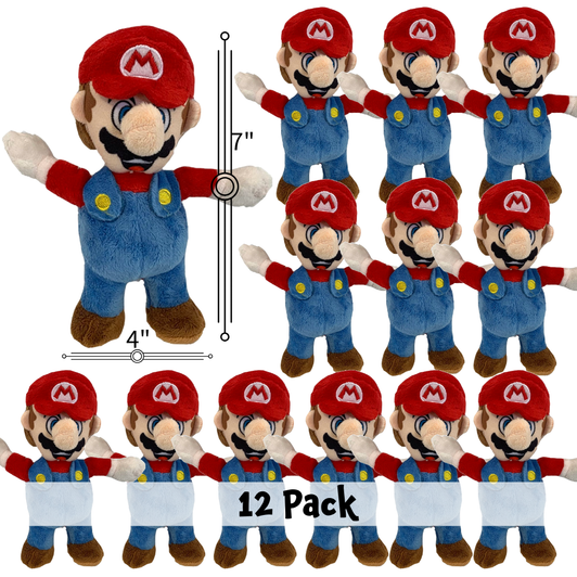 Pack of 12 Mario stuffed plush dolls with classic red outfit and cap 12 Pak