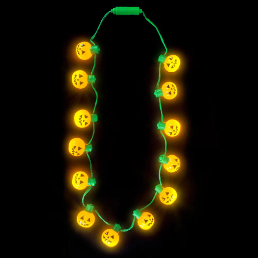Jack o lantern necklaces 25 inch light up lit