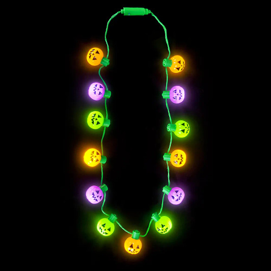 Multi color jack o lantern necklaces 25 inch assortment lit