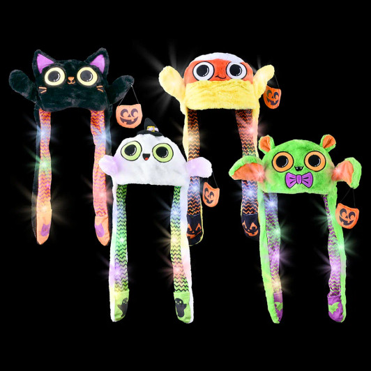 Halloween Popping Ear Light-Up Plush Hats Bulk 36 Pieces
