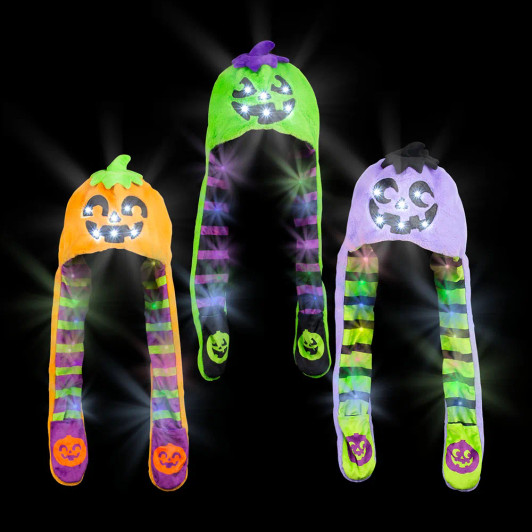 Jack o lantern hats 8 inch 3 colors assortment lit