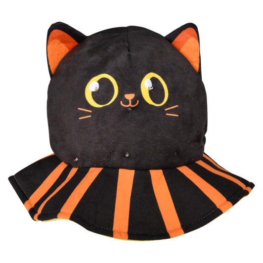 Halloween black cat hats 8 inch light up front view