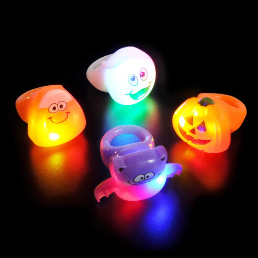 Halloween light up rings 1.5 inch 4 styles assortment lit