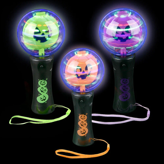 Jack o lantern magic ball wands 7.25 inch three colors assortment lit