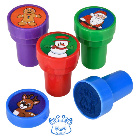 Christmas stampers 1152-pack bulk set left-angle view of stampers with holiday designs