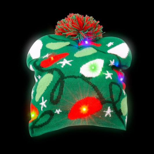 Christmas bulb light-up Beanie hat 72-pack primary front view