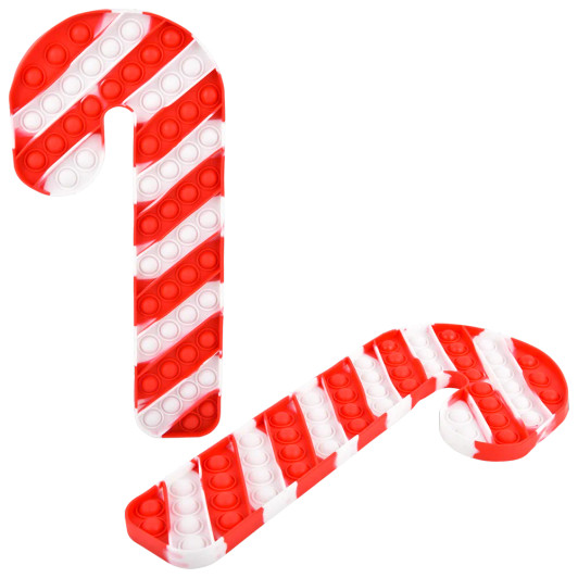 Candy Cane mega bubble popper 24-pack (17") left-angle view of large candy cane shaped popper
