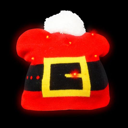 Santa belt light-up Beanie hat 72-pack primary front view