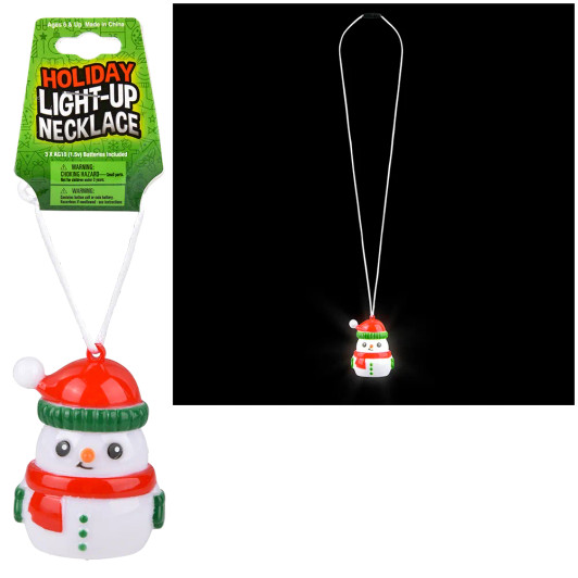 Christmas Light-Up Snowman Necklaces Bulk 144 Pieces