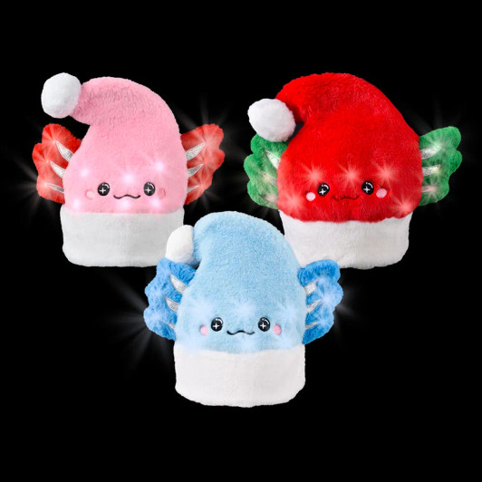 Christmas Light-Up Axolotl Santa Hats Bulk 48 Pieces