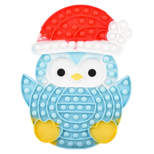 Holiday Penguin mega bubble popper 24-pack left-angle view of penguin shaped popper