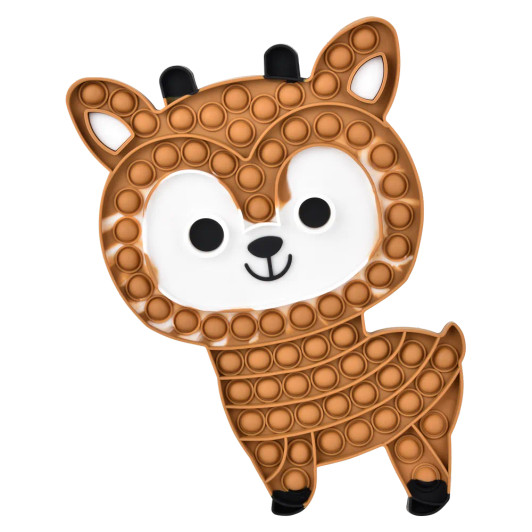 Reindeer mega bubble popper 24-pack right-angle view of reindeer shaped popper