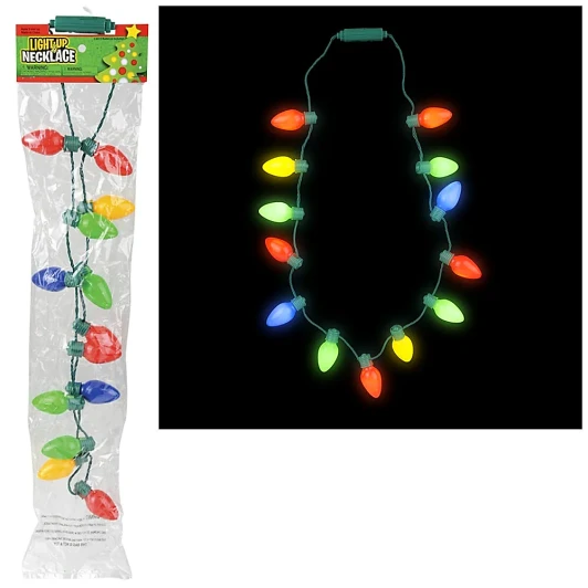 Light-Up Christmas Bulb Necklaces Bulk 48 Pieces