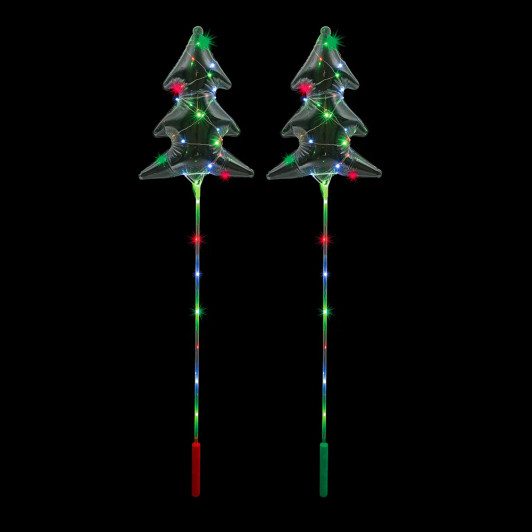 Light-up Christmas tree balloon wand 48-pack primary front view