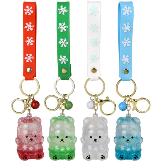 Christmas Liquid Bear Wristlet Clip-On Bulk 144 Pieces