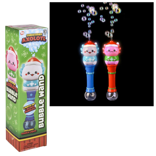 Light-Up Christmas Axolotl Bubble Wand Toys Bulk 24 Pieces