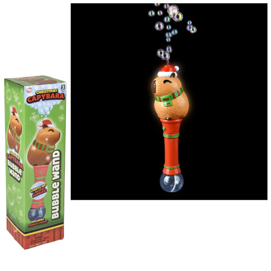 Light-Up Christmas Capybara Bubble Wand Toys Bulk 24 Pieces