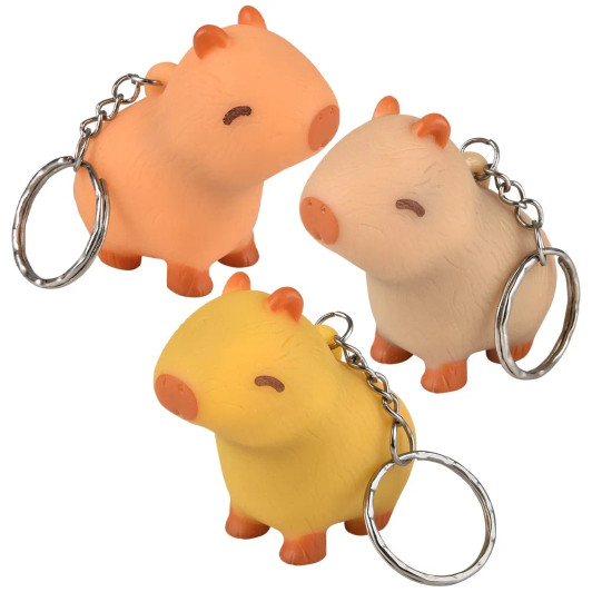 Pooping capybara keychain 2" 288 pcs bulk toy gifts 3 assorted colors main.