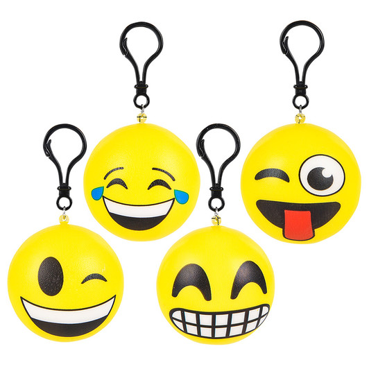 Emoticon squish backpack clip 2.75" 288 pcs bulk toy gifts four assorted styles.