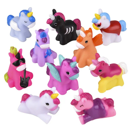 Rubber unicorn assortment 2" 500 pcs bulk toy gifts 10 assorted styles main.