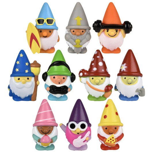 Rubber gnome assortment 2" 700 pcs bulk assorted toy gifts main.