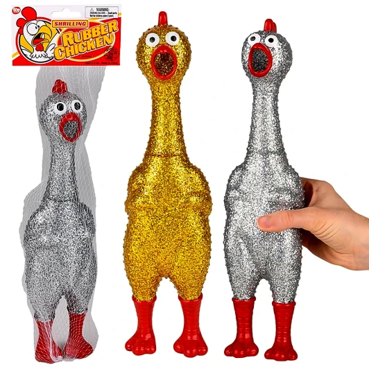 Sparkle Rubber Chicken Toys Bulk 48 Pieces