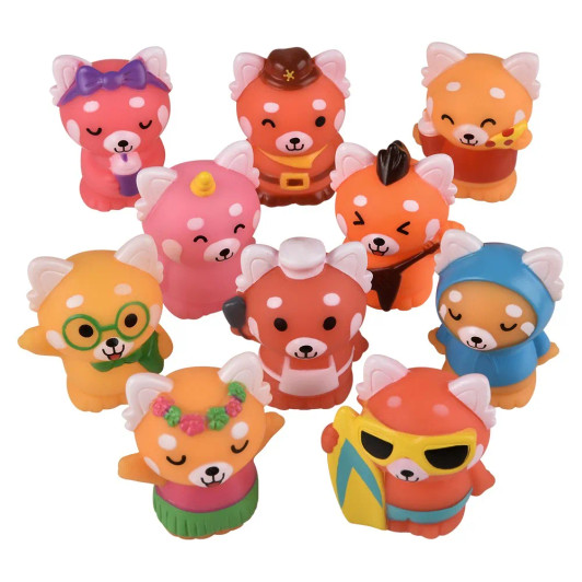 Red panda rubber characters 2" 500 pcs bulk toy gifts 10 assorted styles main.
