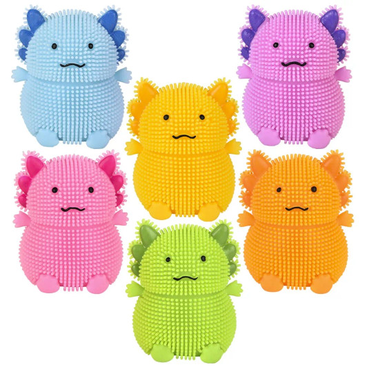 Axolotl puffer 4" 144 pcs bulk toy gifts 6 assorted colors main.