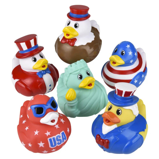 Rubber Duckies Patriotic Assortment – 72 Pieces Bulk, 3.5", 6 USA Styles