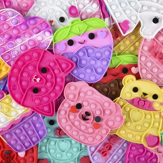 Valentine's bubble popper assortment bulk 144 pieces assorted styles.