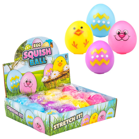 Squeeze and stretch gummi Easter egg bulk 144 pieces 2.33 inch 4 colors.