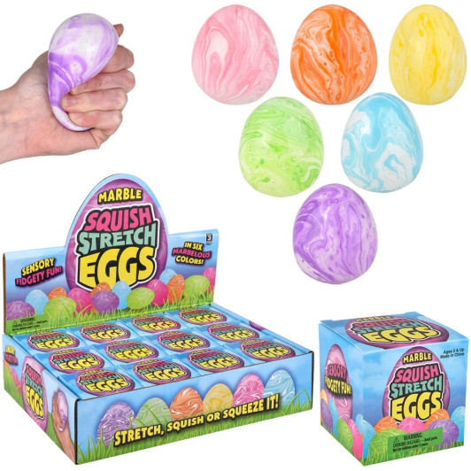 Squish and stretch marbleized Easter egg bulk 144 pieces 2.5 inch 6 colors.