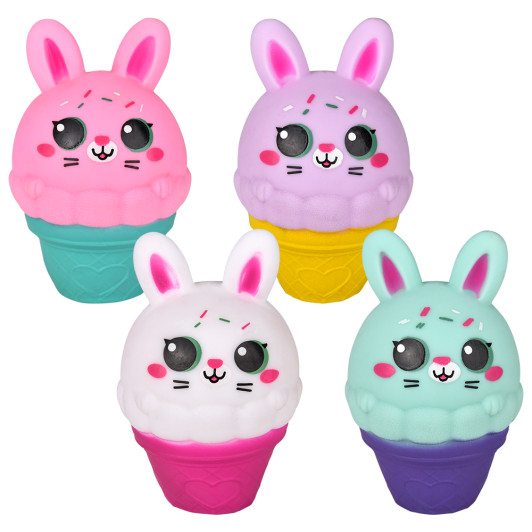 Squish and stretch Easter ice cream bunny bulk 96 pieces 5 inch 4 colors main