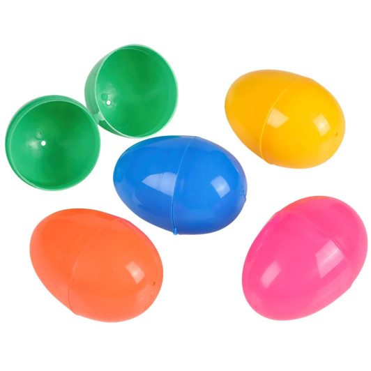 Hinged plastic Easter eggs bulk 1,000 pieces 2.5 inch assorted colors.