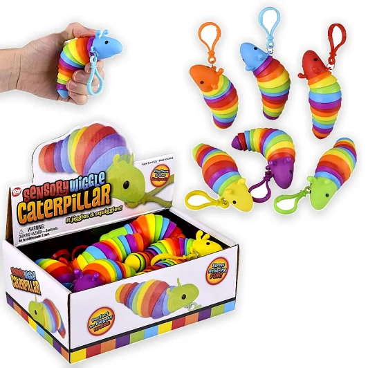 Sensory Wiggle Caterpillar Clip-On Toys Bulk 144 Pieces