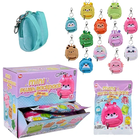 Blind Bag Mini Kawaii Plush Backpack Clip-On Toys Bulk 72 Pieces