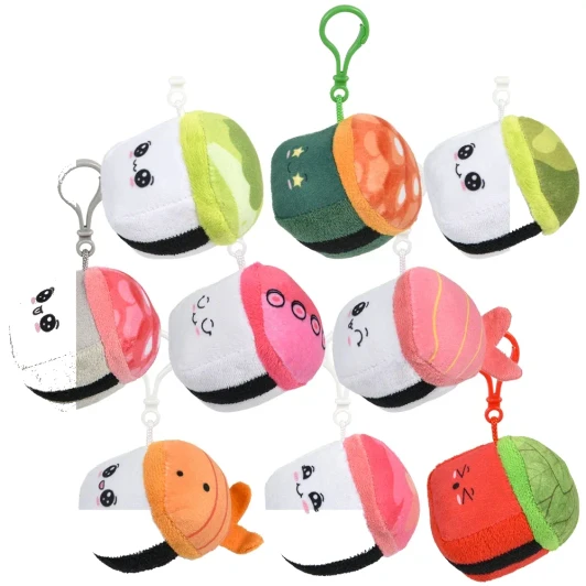 Sushi Embroidered Faces Backpack Clip Plush Toys Bulk 504 Pieces