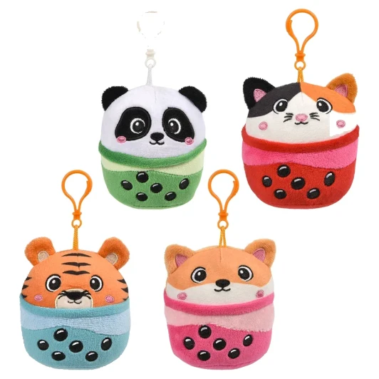 Bubble Tea Plush Animal Backpack Clip Toys Bulk 192 Pieces