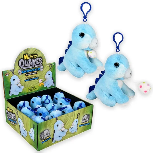 Mighty Quakes Stegosaurus Backpack Clip Plush Toys Bulk 144 Pieces
