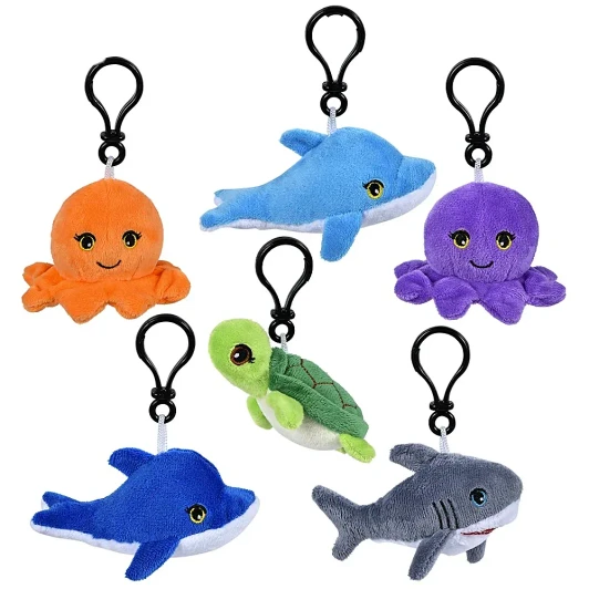 Sea Life Backpack Clip Plush Toys Bulk 600 Pieces
