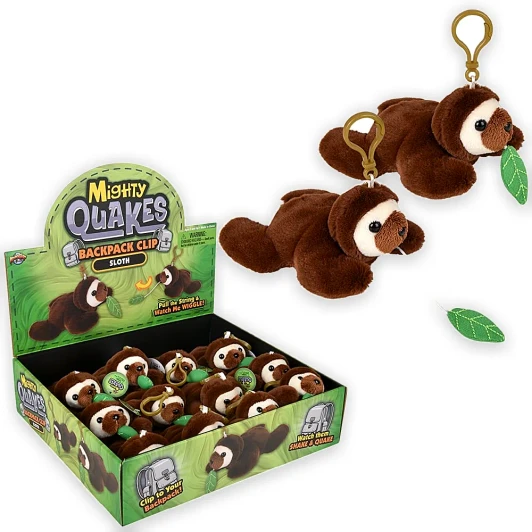 Mighty Quakes Sloth Backpack Clips Bulk 144 Pieces