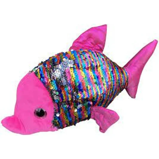 Fish Pink Rainbow Sequins Soft Plush Toy by Gitzy 12 Inch Main Picture