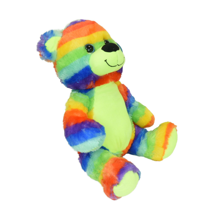 Bear Plush Toy Rainbow 14 Inch Angle