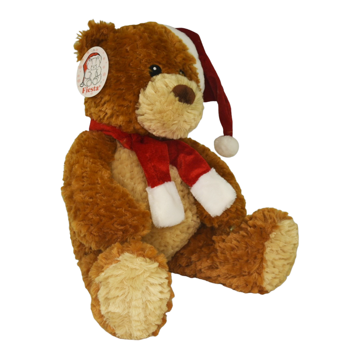 Fiesta Christmas Bear with Red Hat and Scarf 18 Inch Front Angle