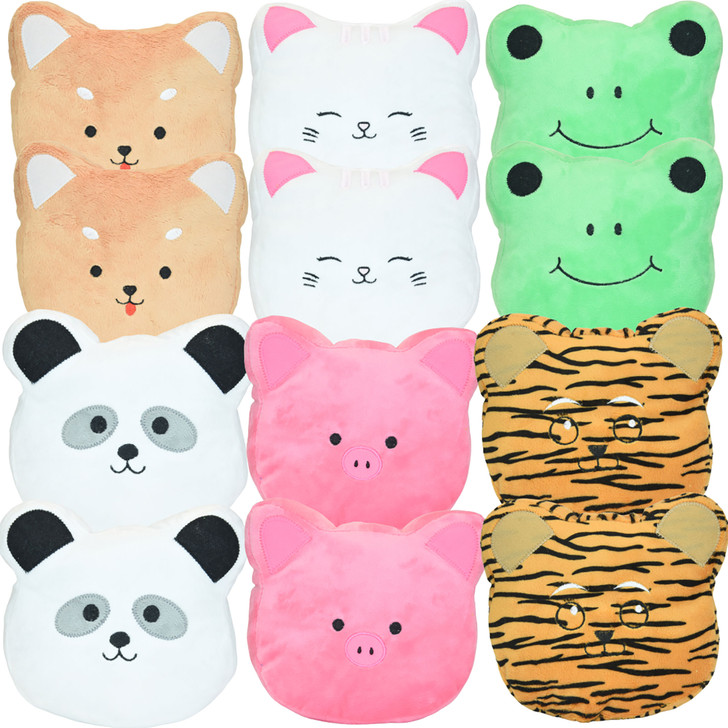 Bulk Stuffed Animal Faces - 7-Inch Assorted Plush (25, 50, 100 Packs) for Prizes & Giveaways