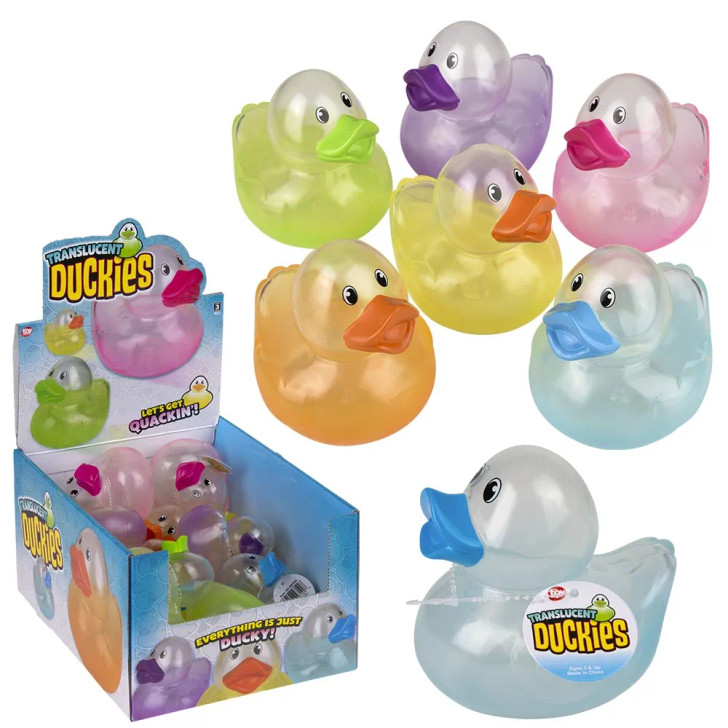Rubber Duckies 72 pcs Bulk - 3.75" Translucent Bulk for Party Prizes & Events
