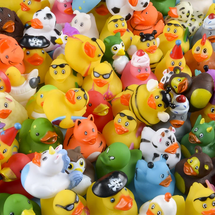 Rubber Duckies - 2 Inch - Case of 300 - Assorted - 100-Count Bags