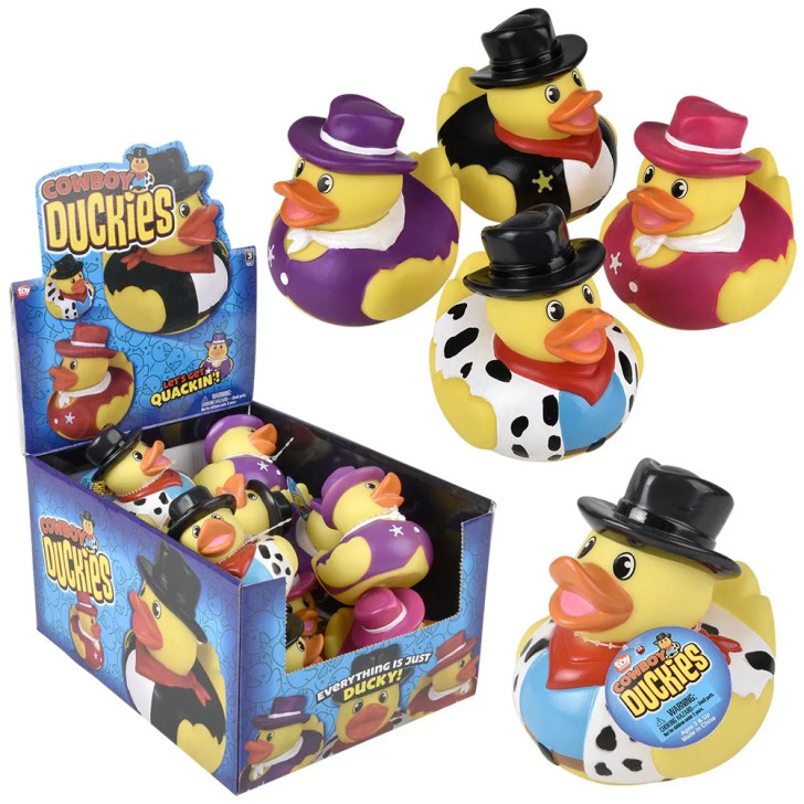 Rubber Duckies 72 pcs Bulk - 3.75" Cowboy Style for Carnival Games & Parties