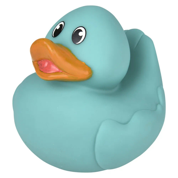 Rubber Duckies 5.5" Collectible Bulk 72 Pieces Six Assorted Colors Showing Teal Ducky Left Side Angle Carnival Prizes Party Favors